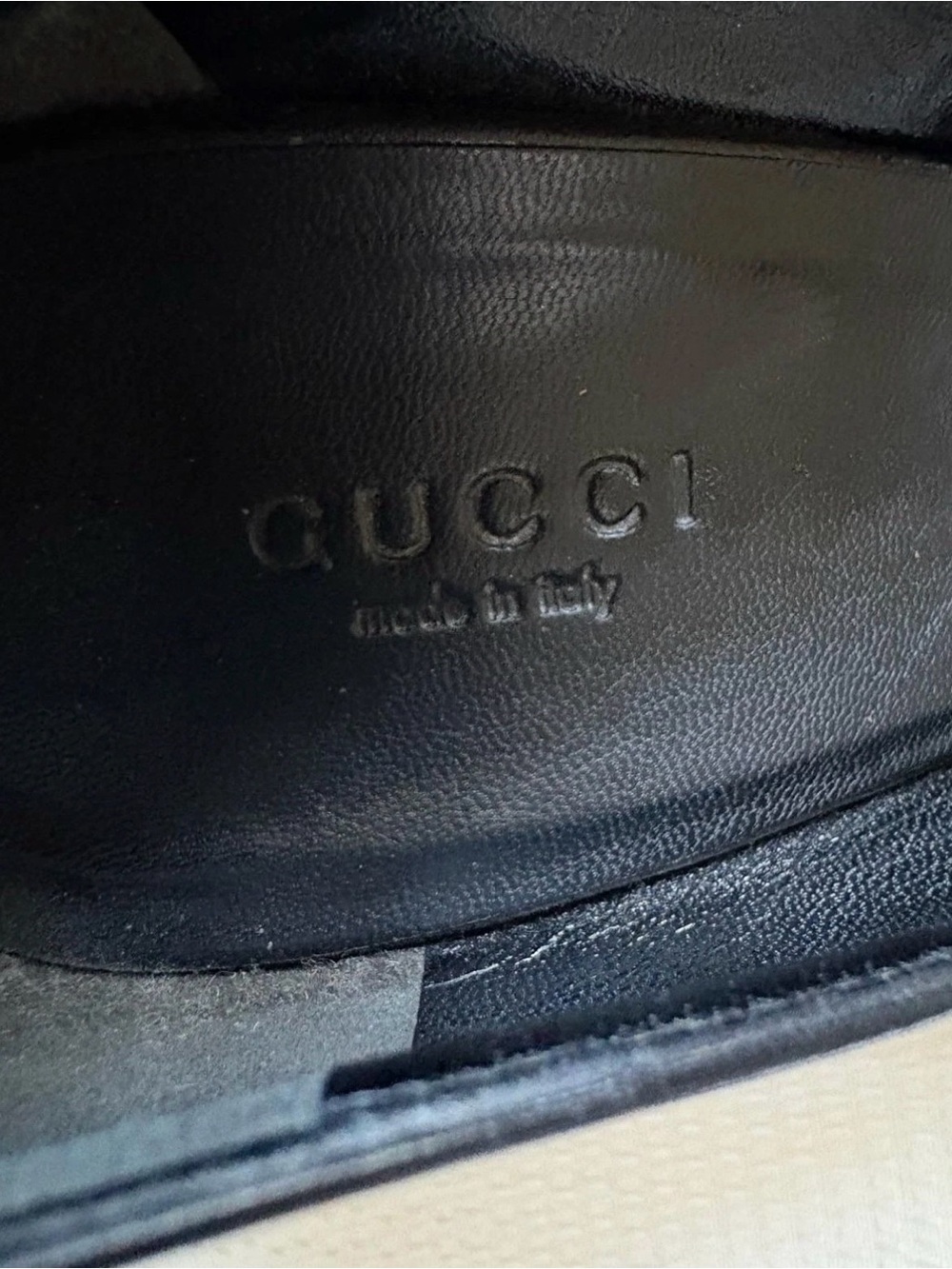 Gucci Horsebit Peep Toe Heels Black Leather Platform Pumps Size 7.5B - Picture 3 of 7